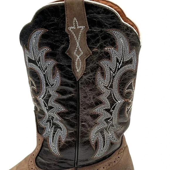 J.B Dillon Men 10B Leather Distressed Western Boots Embroidered Square Toe Rodeo - Picture 5 of 16